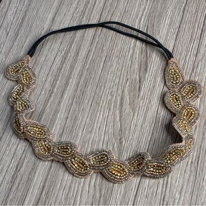 🐼 3/$25 Boho Beaded Headband - Gold and Tan